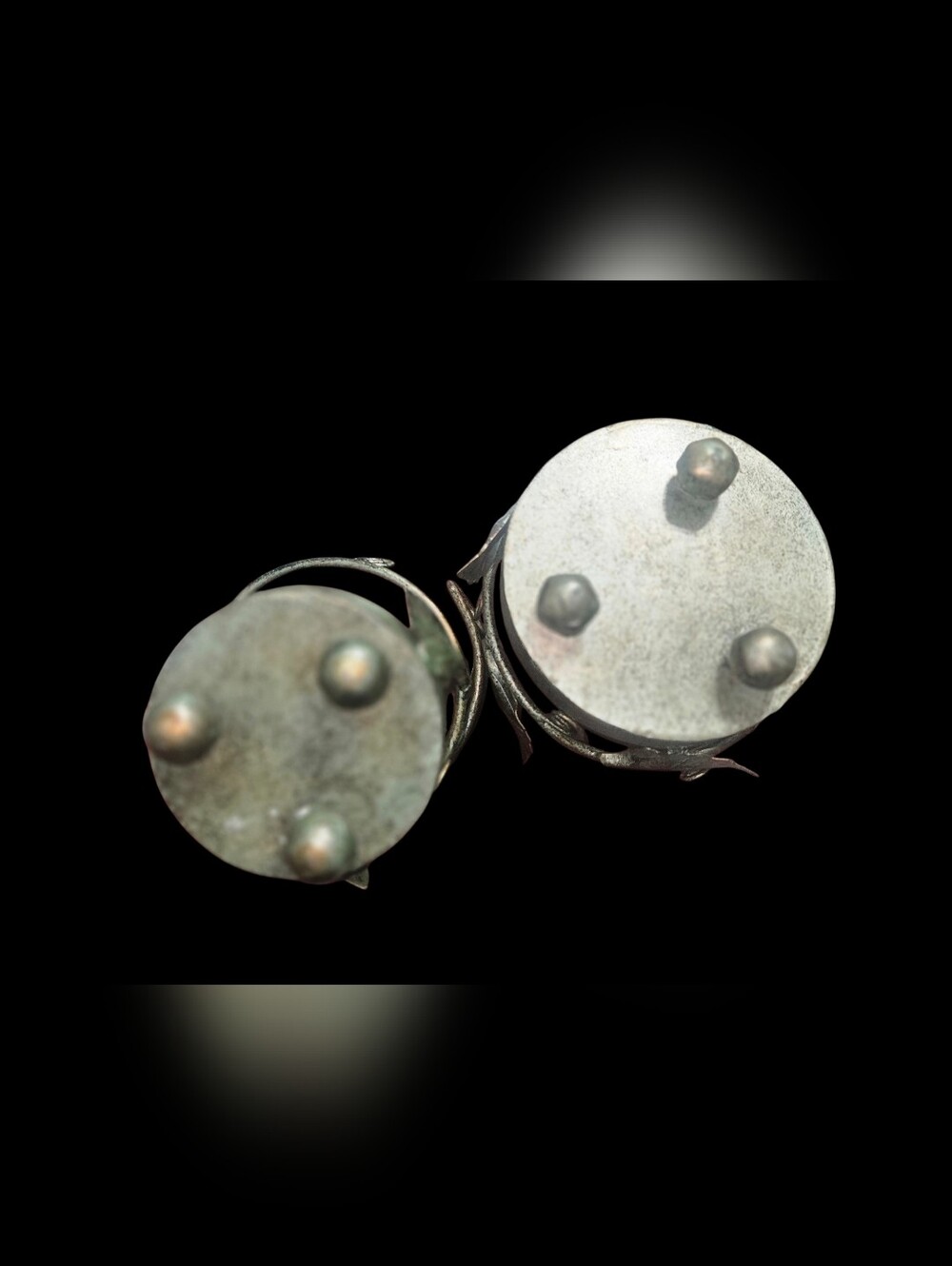 Set of 2 Pier 1 Imports Metal Verdigris Ivy Leaf Candle Holders Pillar base - Picture 8 of 8